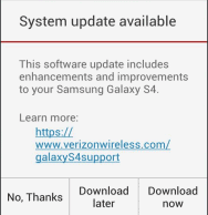 Verizon Galaxy S4 OTA update